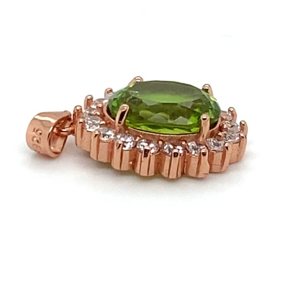 Peridot 3.20ct Rose Gold Finish Solid 925 Sterling Silver Pendant - Picture 4 of 7